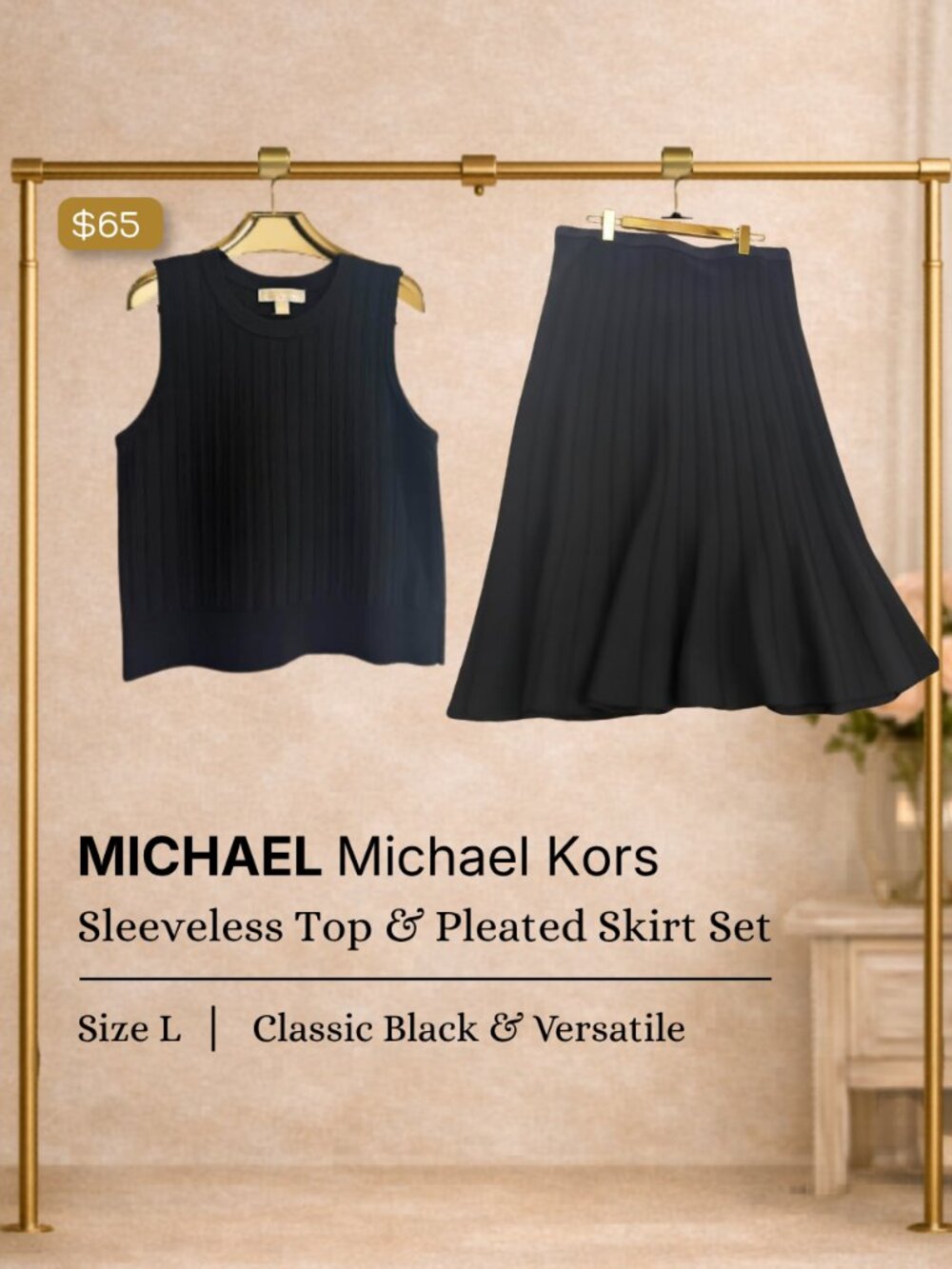 MICHAEL Michael Kors Sleeveless Top & Pleated Skirt Set